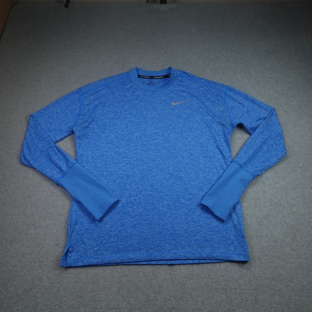 Nike Shirt Mens Small Blue Heather Athletic‎ LS Dri-FIT Running Active